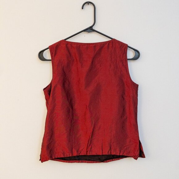 Bloomingdale’s Deep Red Sleeveless Silk-Blend Top – Size 8P - Picture 2 of 2